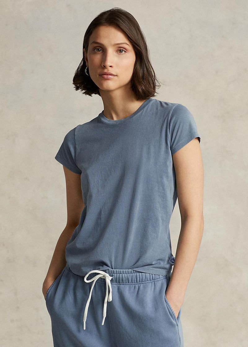 Koszulki Polo Ralph Lauren Damska Niebieskie Organic Cotton Crewneck 579186-KDY